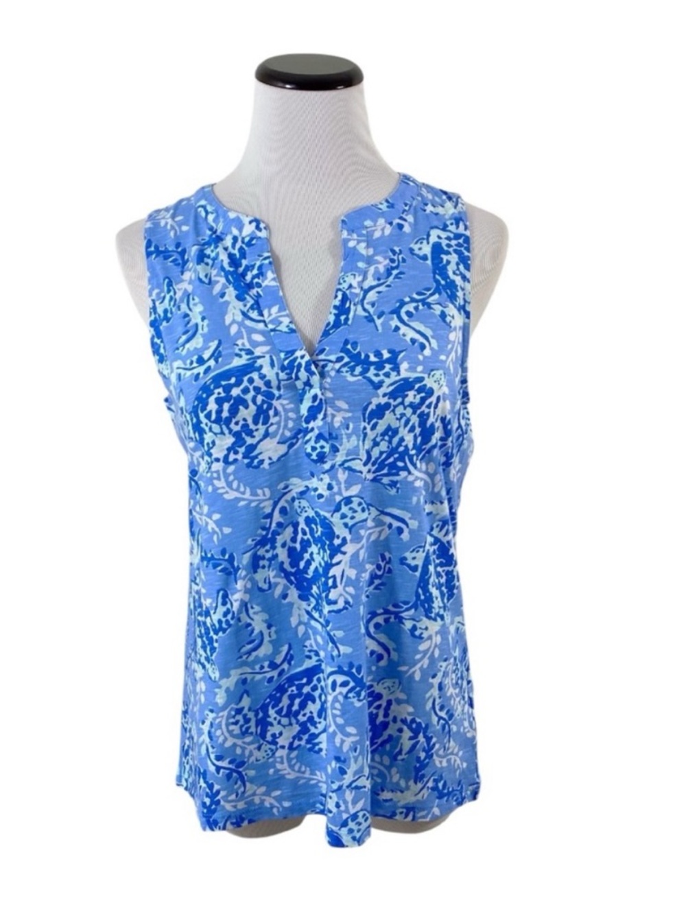 Lilly Pulitzer Essie Top in the Blue Peri Turtley Awesome print